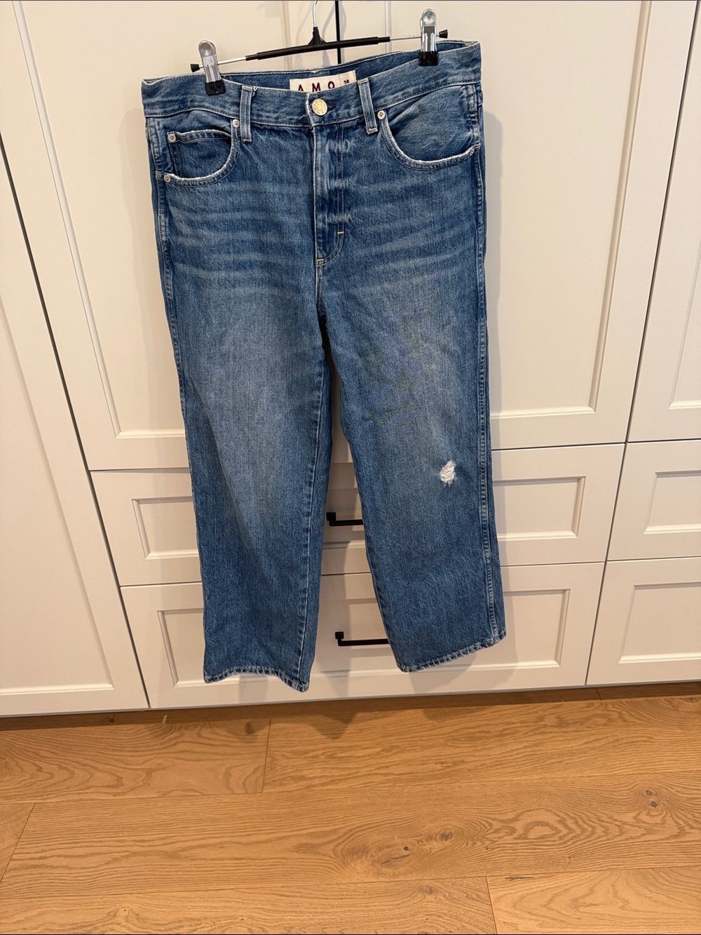 AMO Blue High-Rise Straight Leg Jeans